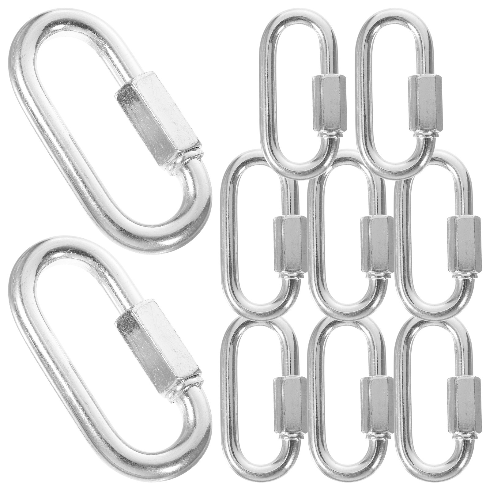 Chain Quick Link - 10個入り、頑丈なクライミング用バックル、M8カラビナ、耐久性に優れたロープコネクター、スイング、ハンモック、ロッククライミング用。